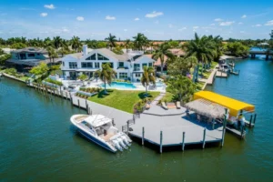 A private boat dock behind a Cape Coral canal home