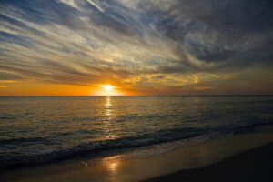 Sunset over the Gulf from a beach on Captiva Island, Florida